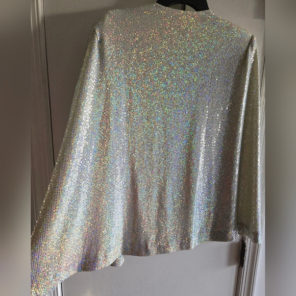 Silver Sequin Cape Jacket by VENUS - Picture 6 of 8